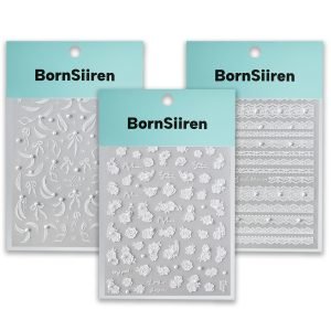 BornSiiren 3 Sheets White Nail Art Stickers